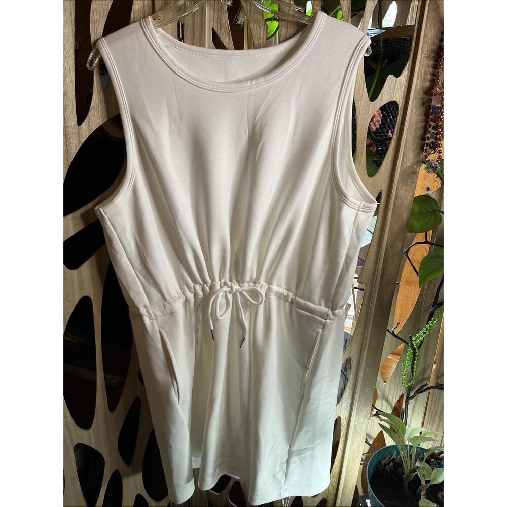 Halara Round Neck Sleeveless Drawstring Side Pockets Yoga Active Dress